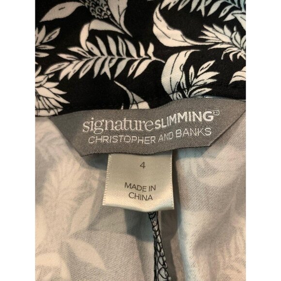 Signature Slimming Christopher & Banks Black & White Tropical Print Crop Pants 4 - Picture 4 of 12